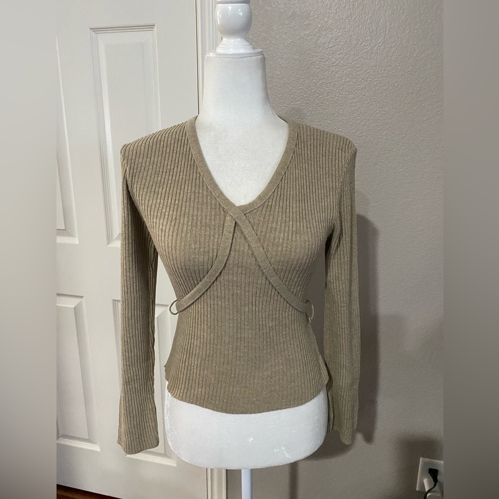 Vintage Y2K 90s Arrogance Sweater V-Neck Ribbed Top Sz S